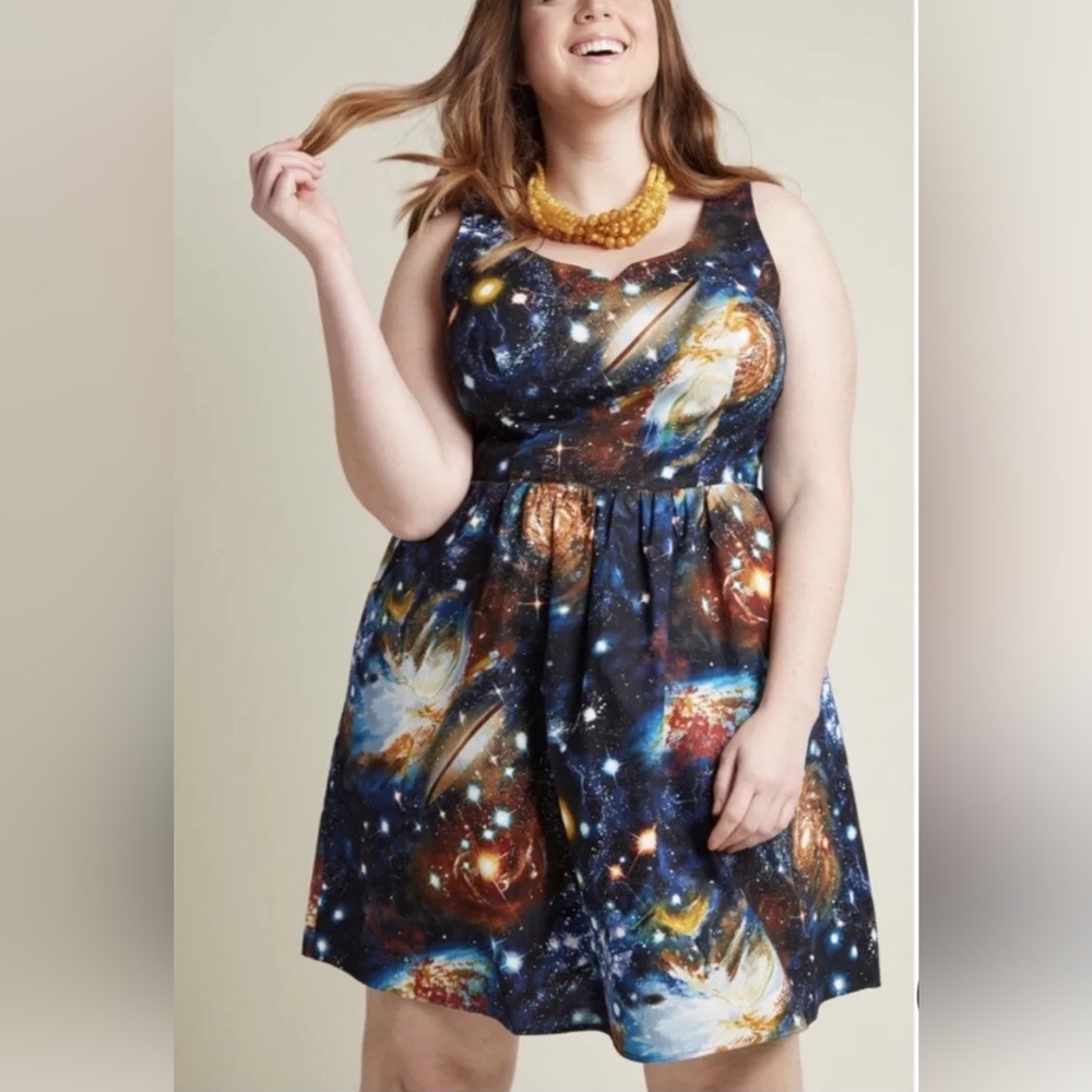 ModCloth Galaxy Solar System Dress 1X